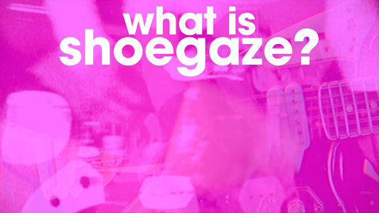 what is shoegaze music explained written on pink background with a guitar
