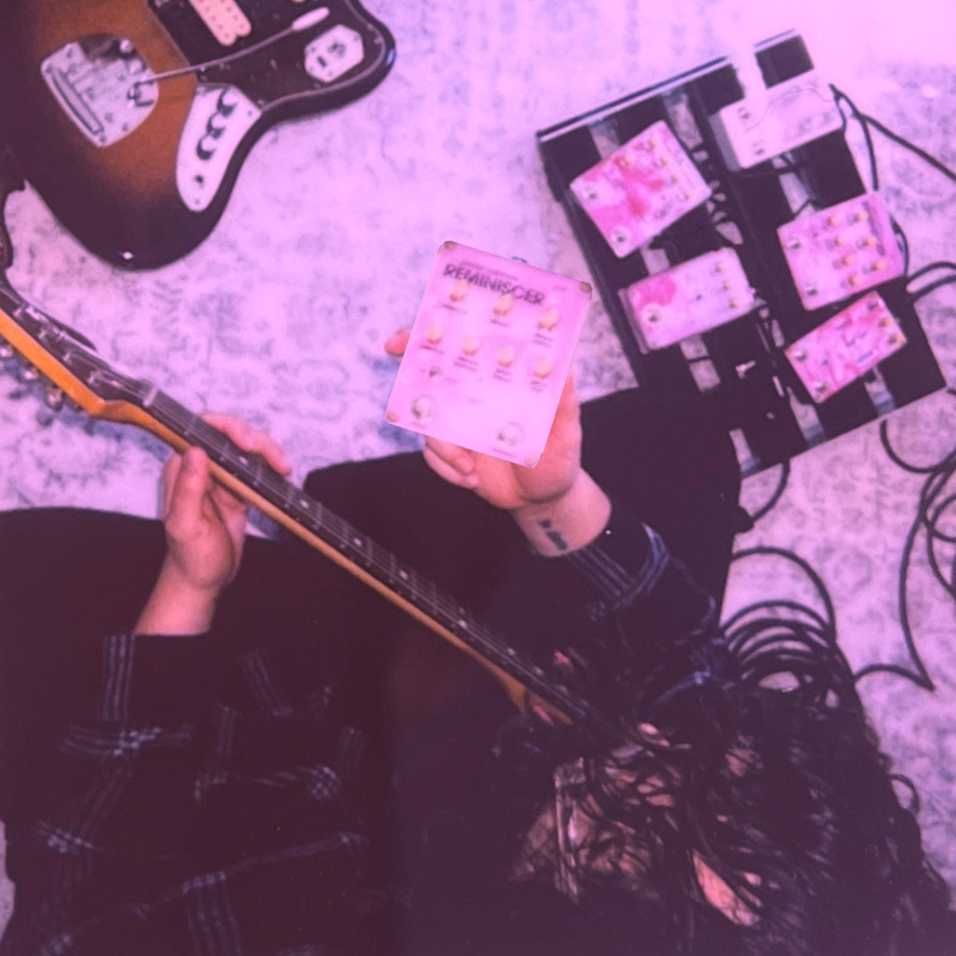 shoegaze music album being recorded with reminiscer lofi guitar pedal
